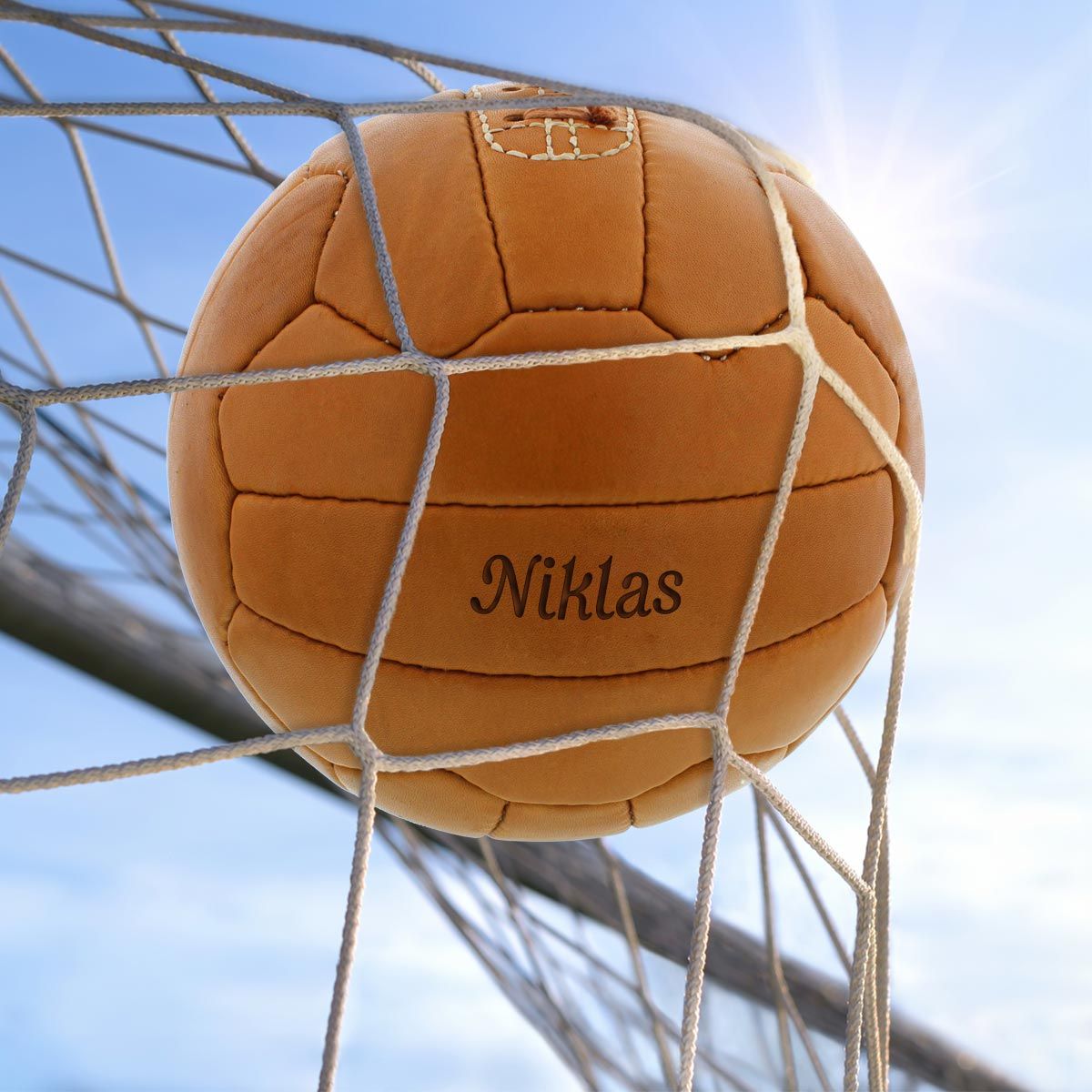Balón de fútbol retro de cuero con grabado | HISTORIA